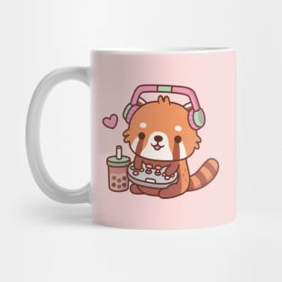 Cute Red Panda Loves Playing Video Games Mug